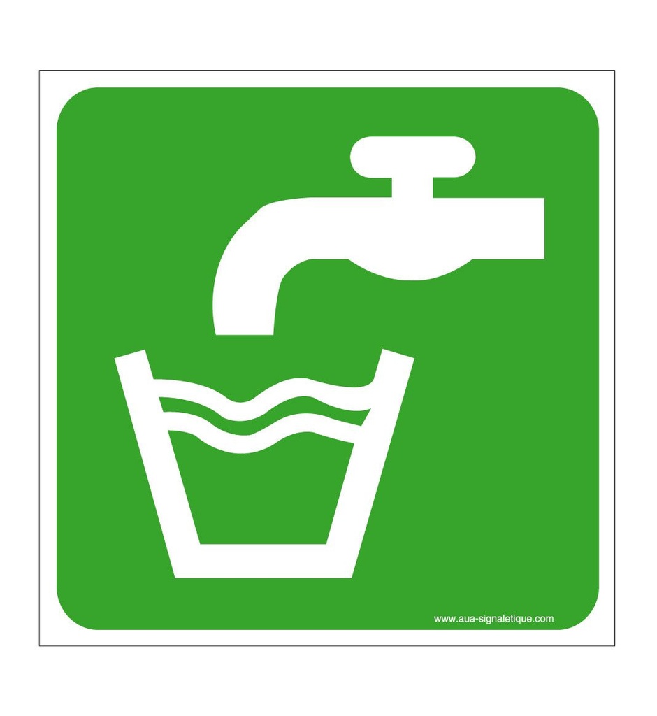 [1632210_1] Panneau Eau Potable - CA (130 x 130 mm, Vinyle Autocollant)