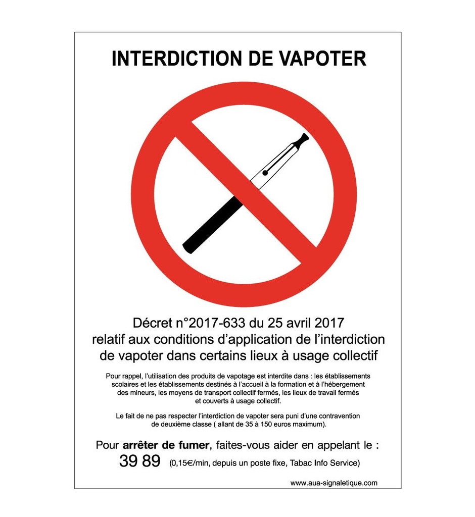 Panneau Interdiction de Vapoter - AI