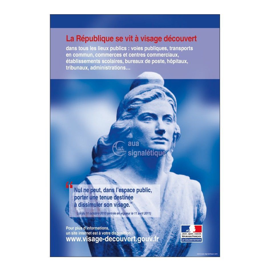 [1800050_6] Consigne Marianne - Visage découvert (A3 300 x 420 mm, Vinyle Autocollant)