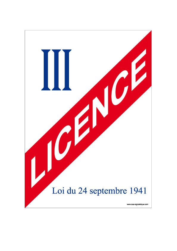 [1800055_6] Affiche Licence 3 (A3 300 x 420 mm, Vinyle Autocollant)