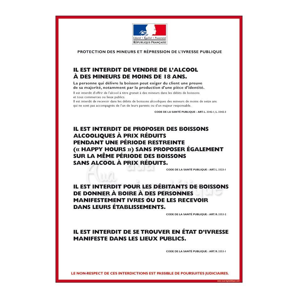 [1800052_6] Consigne Restrictions vente d'alcool - B (A3 300 x 420 mm, Vinyle Autocollant)