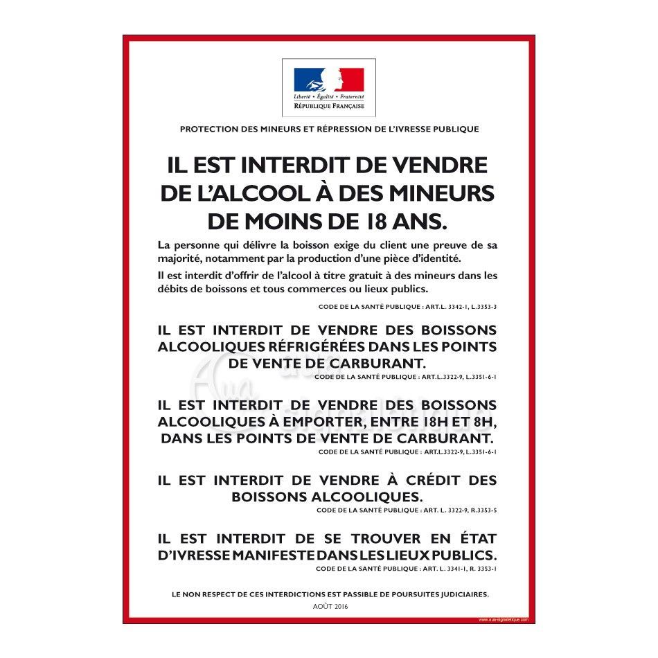 [1800053_6] Consigne Restrictions vente d'alcool - C (A3 300 x 420 mm, Vinyle Autocollant)