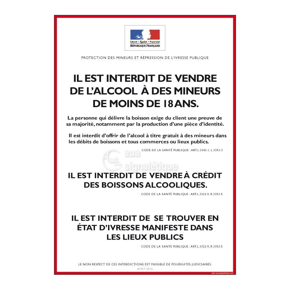 [1800054_6] Consigne Restrictions vente d'alcool - D (A3 300 x 420 mm, Vinyle Autocollant)