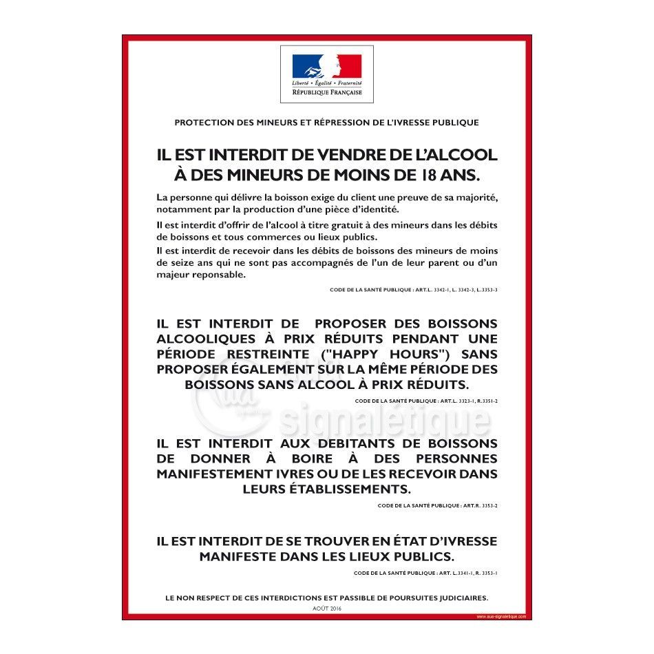 [1800051_6] Consigne Restrictions vente d'alcool - A (A3 300 x 420 mm, Vinyle Autocollant)