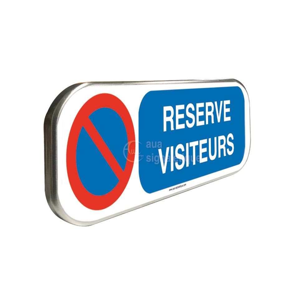 [1860026_0] Parking Réservé Visiteurs, Stationnement Interdit - Panneau aluminium type routier (350 x 150 mm)