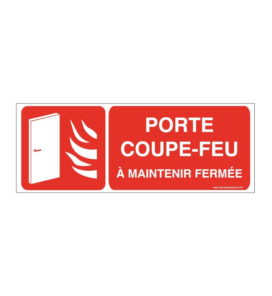 [7091-B-v-160x60] Panneau Porte coupe-feu à maintenir fermée - B picto-texte (160 x 60 mm, Vinyle Autocollant)