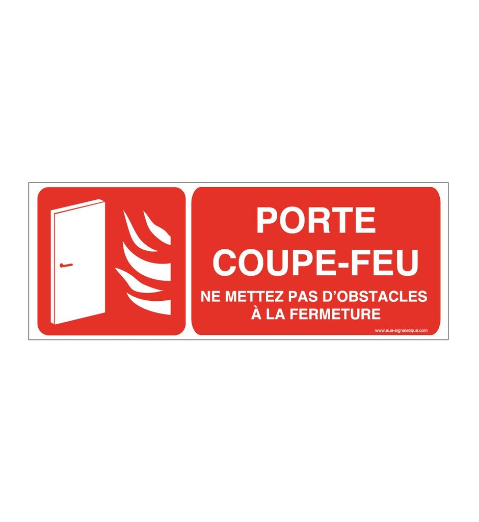 [7092-B-v-160x60] Panneau Porte coupe-feu ne mettez pas d'obstacles à la fermeture - B picto-texte (160 x 60 mm, Vinyle Autocollant)