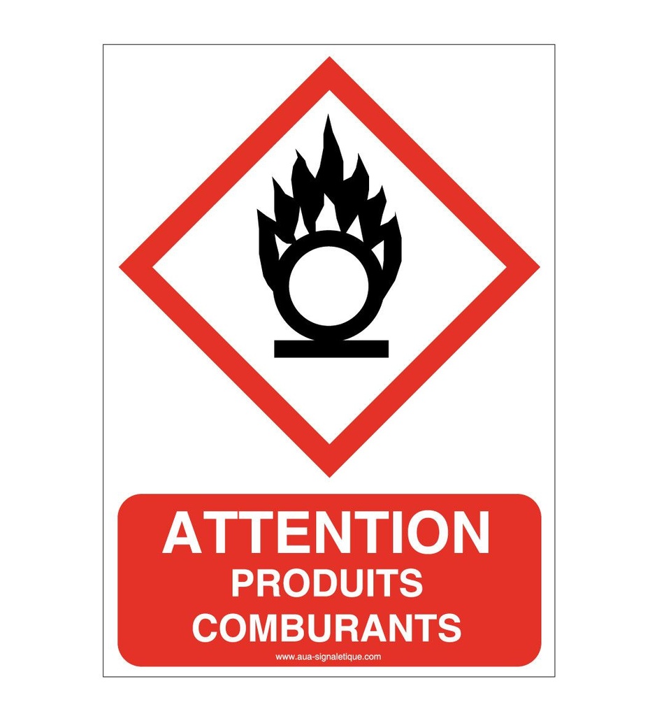 [3614-AI-v-75] Panneau Attention Produits Comburants - AI (75 x 105 mm, Vinyle Autocollant)