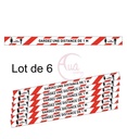 Lot de 6 Bandes de Marquage au sol - Gardez une distance de 1 mètre - Rouge - autocollant laminé