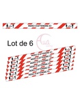 Lot de 6 Bandes de Marquage au sol - Merci d'attendre ici - Rouge - autocollant laminé