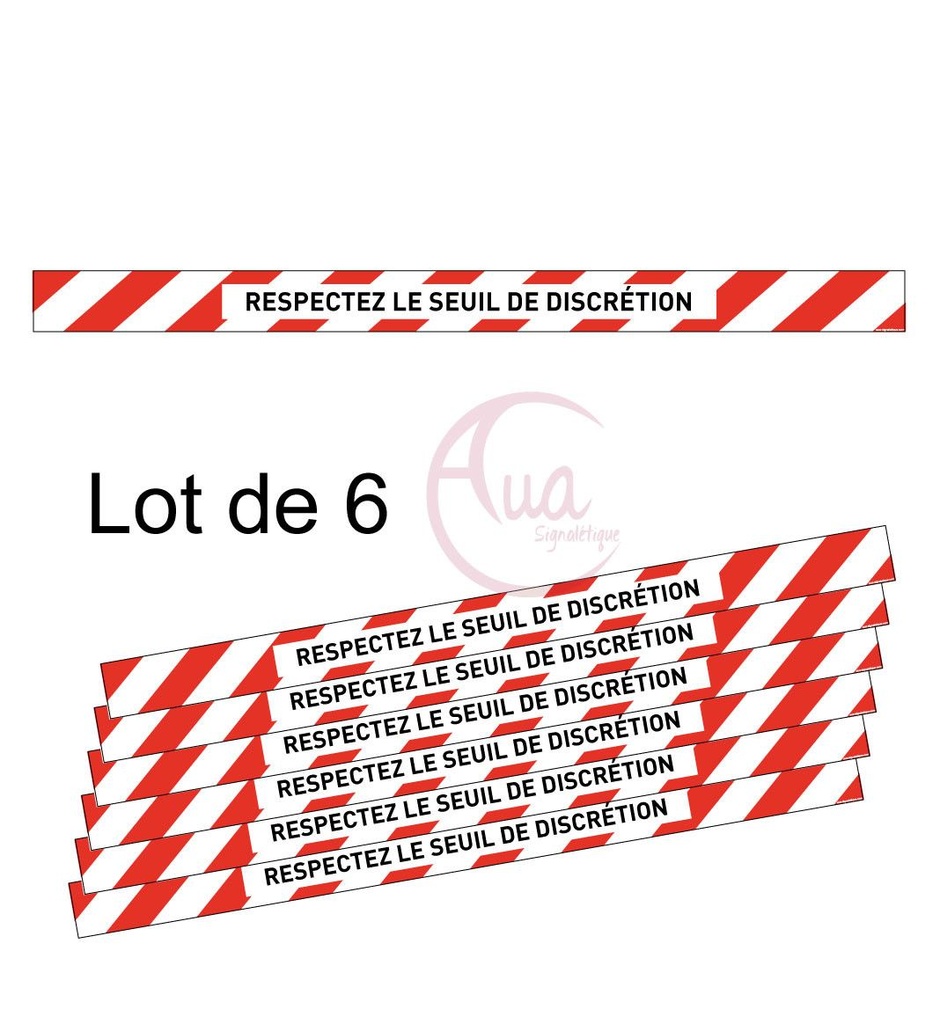 Lot de 6 Bandes de Marquage au sol - Respectez le seuil de discrétion - rouge - autocollant laminé