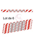 Lot de 6 Bandes de Marquage au sol - Respectez le seuil de discrétion - rouge - autocollant laminé