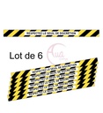 Lot de 6 Bandes de Marquage au sol - Respectez le seuil de discrétion - jaune - autocollant laminé