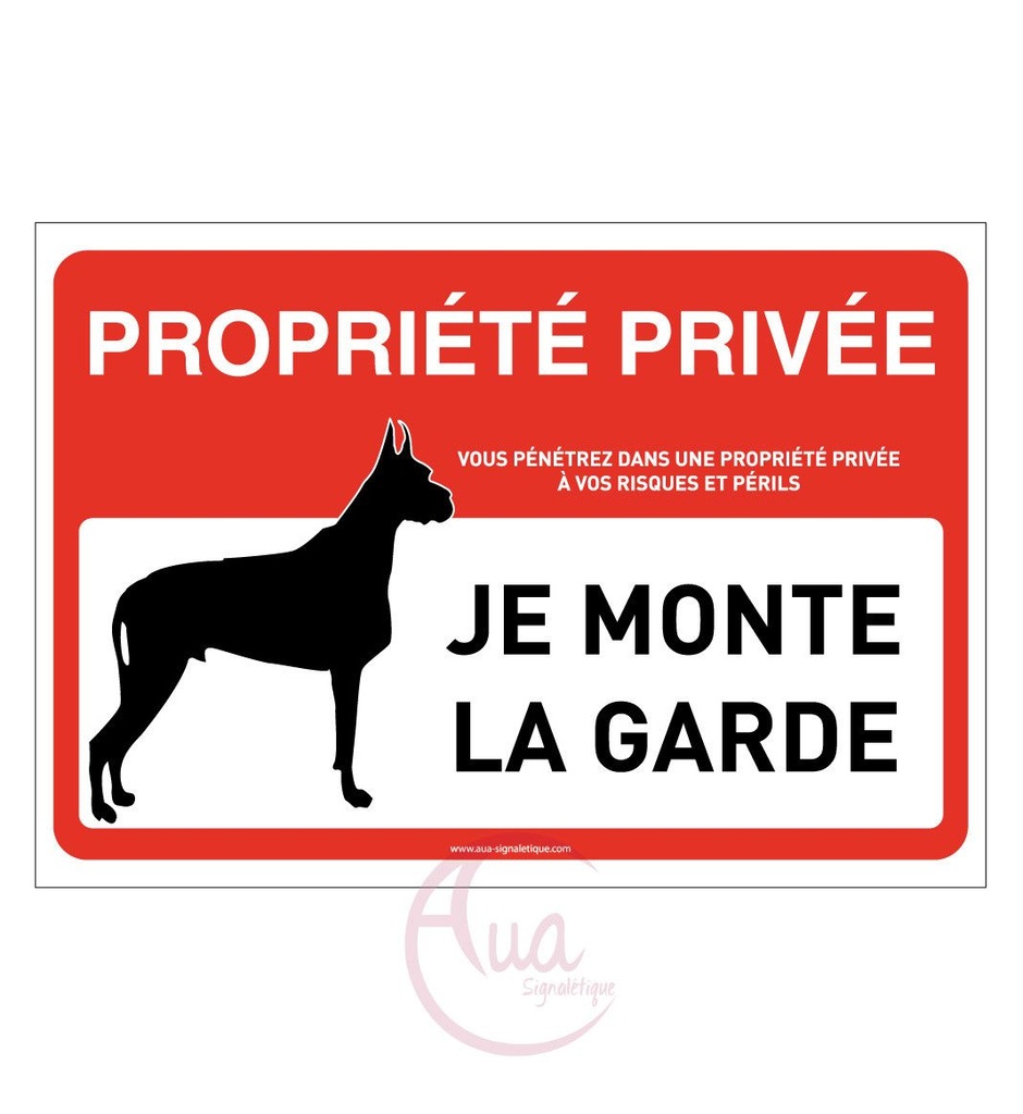 [201483-AP-v-150x105] Panneau signalisation propriété privée attention chien : je monte la garde (150 x 105 mm, Vinyle Autocollant)