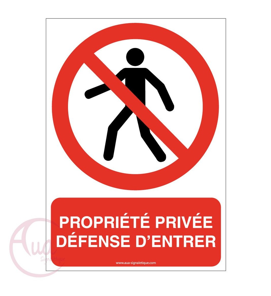 [201485-AI-v-75x105] Signalisation propriété privée défense d'entrer panneau ISO 7010 (75 x 105 mm, Vinyle Autocollant)