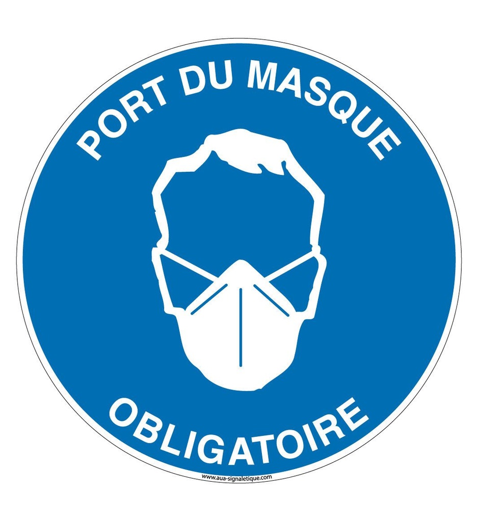 [201492-R-v-130] Panneau Port du masque obligatoire circulaire (Ø 130 mm, Vinyle Autocollant)