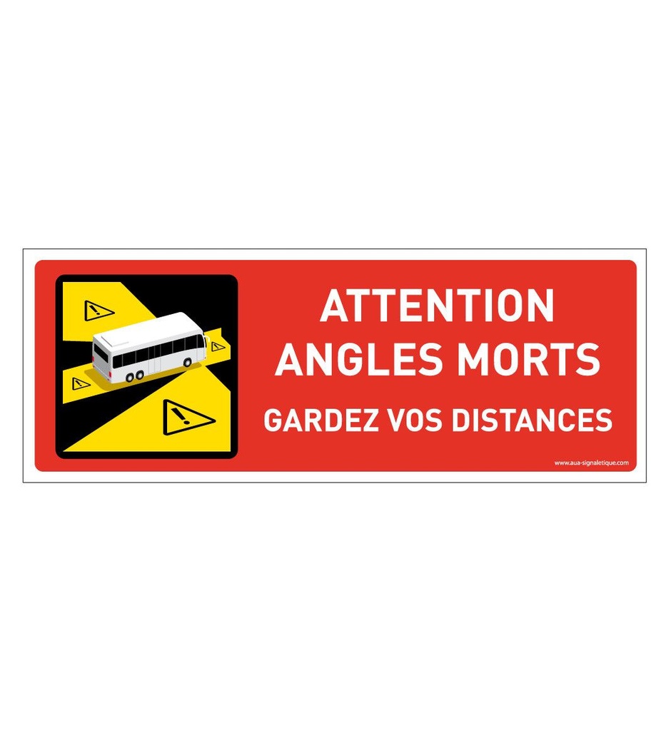 [201754-B-v-160] Panneau signalisation des angles morts des véhicules lourds - Autobus - Autocar - gardez vos distances (160 x 60 mm, Vinyle Autocollant)