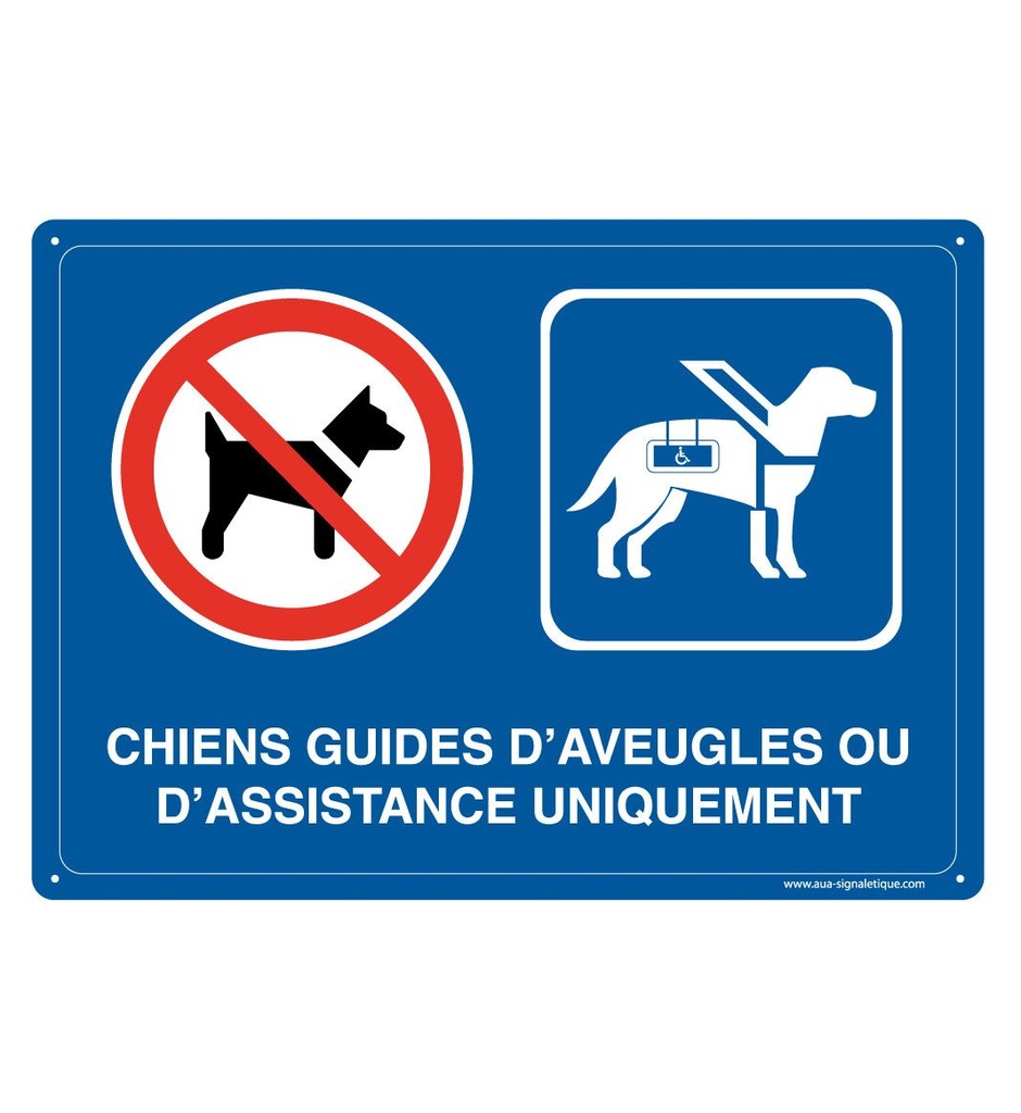 [202126-AP-p-210x150] Panneau Prépercé avec angles arrondis -Chiens Guides D'Aveugles Ou D'Assistance Uniquement (210 x 150 mm, PVC 1.5 mm)