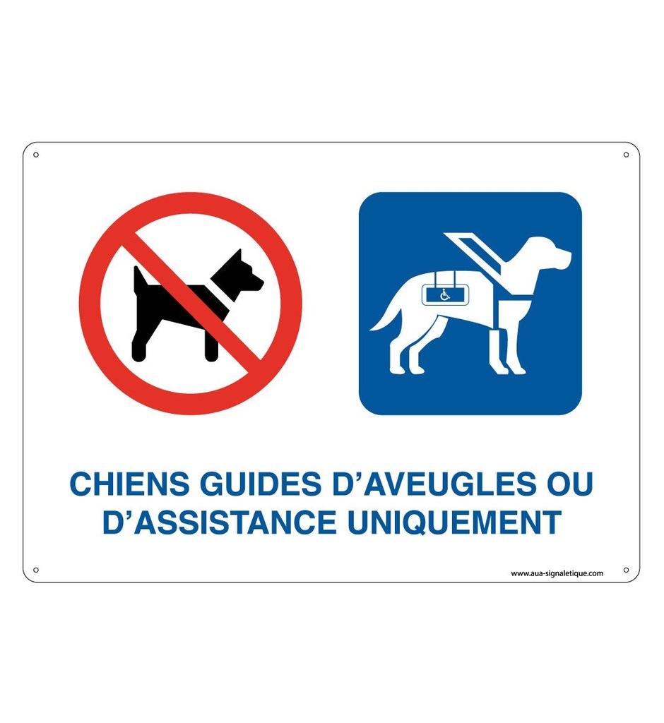 [202127-AP-p-210x150] Panneau Prépercé avec angles arrondis - Chiens Guides D'Aveugles Ou D'Assistance Uniquement - Blanc (210 x 150 mm, PVC 1.5 mm)