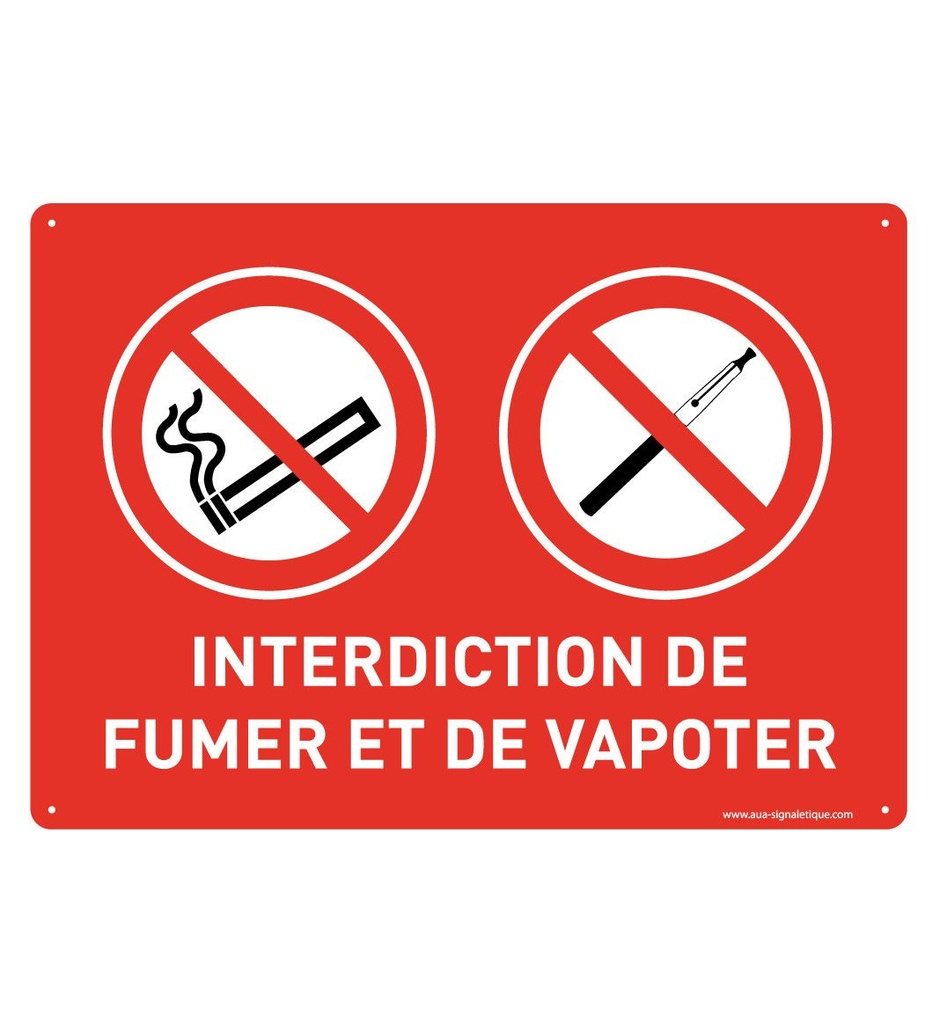 [202130-AP-p-210x150] Panneau Prépercé avec angles arrondis - Interdiction De fumer Et De Vapoter - Modèle 2 (210 x 150 mm, PVC 1.5 mm)