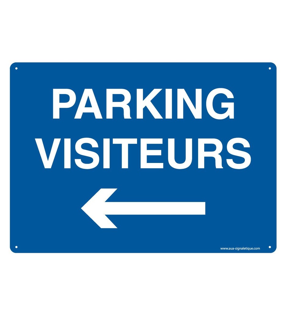 [202132-AP-p-210x150] Panneau Prépercé avec angles arrondis - Parking Visiteurs Flèche à Gauche (210 x 150 mm, PVC 1.5 mm)