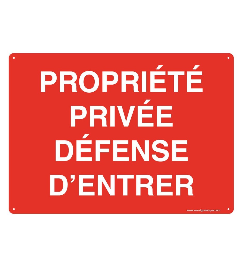 [202133-AP-p-210x150] Panneau Prépercé avec angles arrondis - Propriété privée Défense d' Entrer (210 x 150 mm, PVC 1.5 mm)