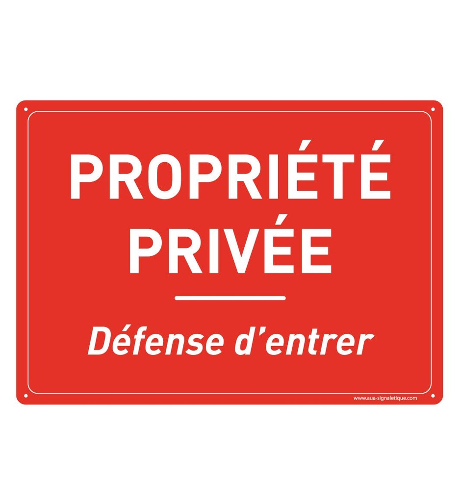 [202134-AP-p-210x150] Plaque Prépercée avec angles arrondis - Propriété privée Défense d' Entrer (210 x 150 mm, PVC 1.5 mm)