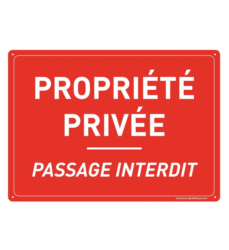 [202135-AP-p-210x150] Panneau Prépercé avec angles arrondis - Propriété privée Passage Interdit (210 x 150 mm, PVC 1.5 mm)