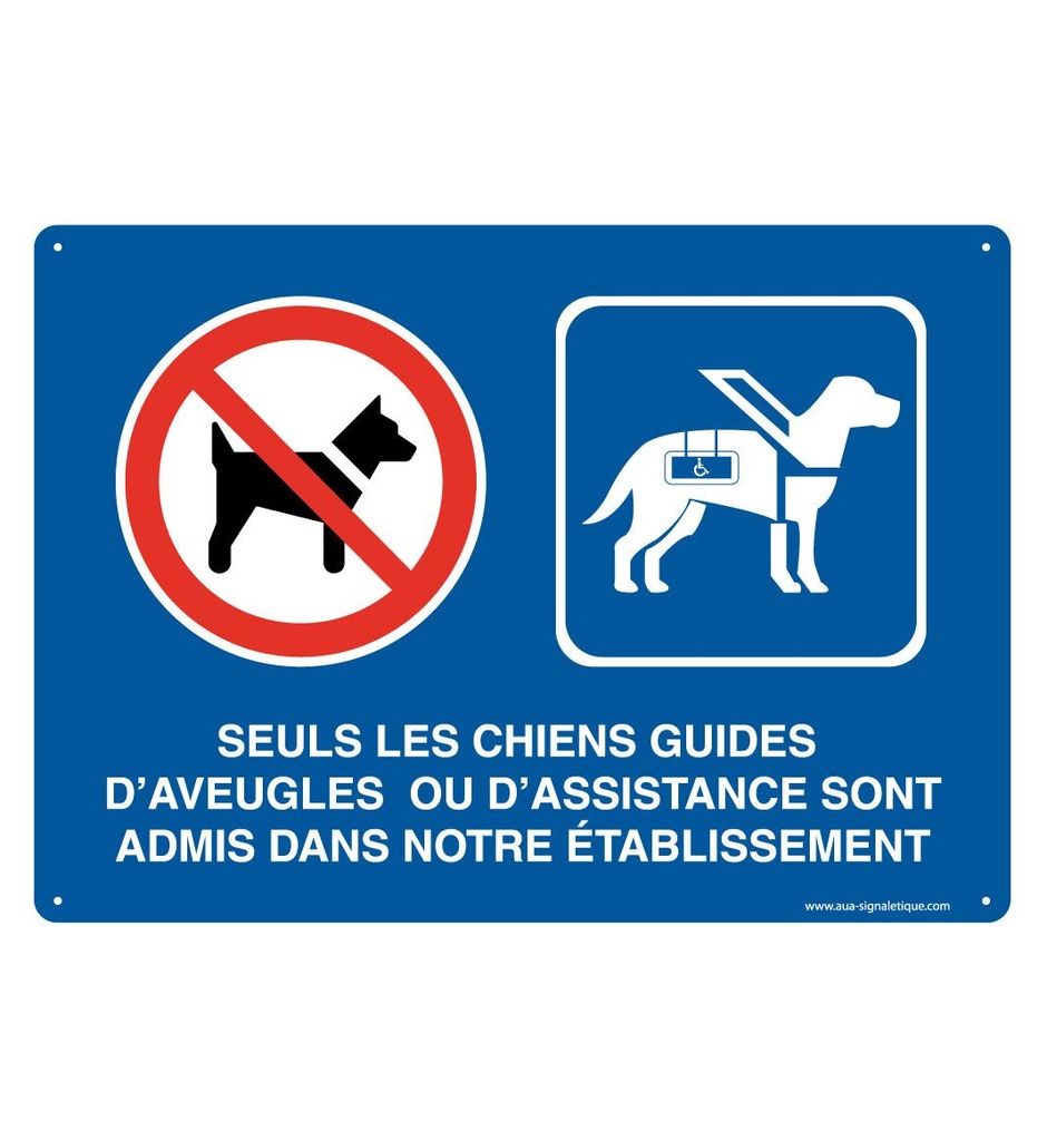 [202137-AP-p-210x150] Panneau Prépercé avec angles arrondis - Accessibilité Chiens Guides D'Aveugles Ou D'Assistance (210 x 150 mm, PVC 1.5 mm)