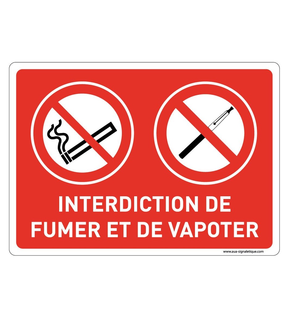 [202162-AP-v-210x150] Panneau Signalisation Avec Coins Arrondis - Interdiction de Fumer Et De Vapoter (210 x 150 mm, Vinyle Autocollant)
