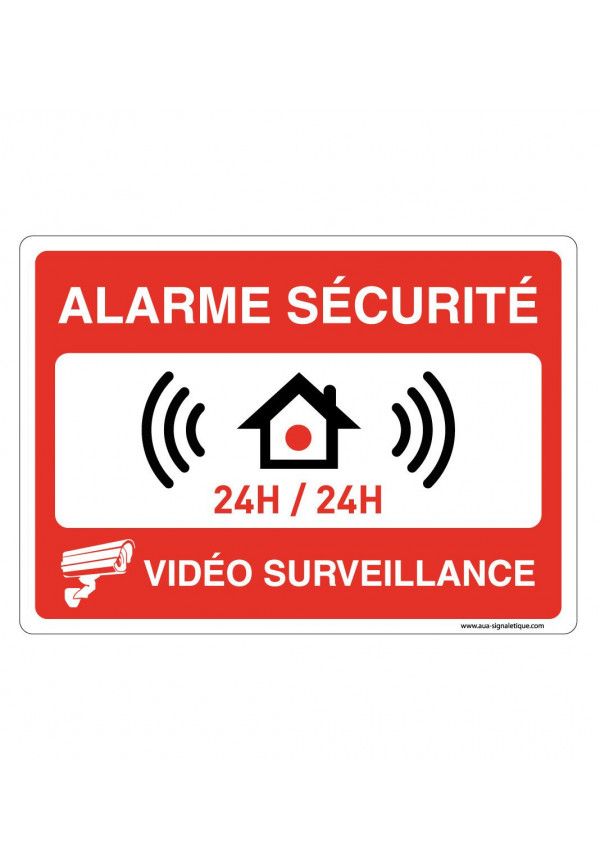 [202172-AP-v-210x150] Panneau Signalisation Avec Coins Arrondis - Alarme Sécurité Sous Vidéo Surveillance 24h/24h (210 x 150 mm, Vinyle Autocollant)