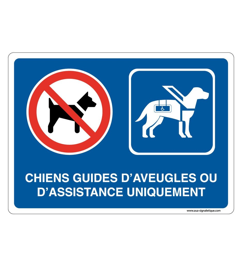 [202178-AP-v-210x150] Panneau Signalisation Avec Coins Arrondis - Chiens Guides D'Aveugles ou D'assistance  Uniquement (210 x 150 mm, Vinyle Autocollant)