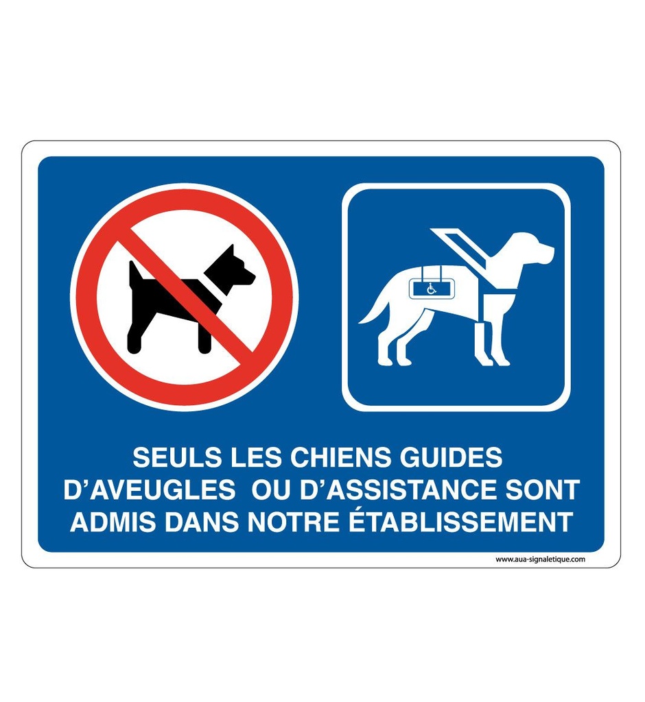 [202183-AP-v-210x150] Panneau Signalisation Avec Coins Arrondis - Seuls Les Chiens Guides D'Aveugles ou D'assistance Sont Admis (210 x 150 mm, Vinyle Autocollant)