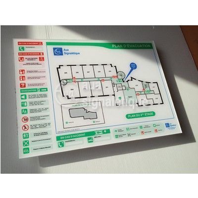 [1202] Plan d'évacuation horizontal Plexiglas 4mm - A3