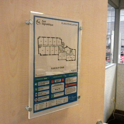 [1304] Plan d'évacuation avec support Crystal Sign A3 (297x420mm) Vertical