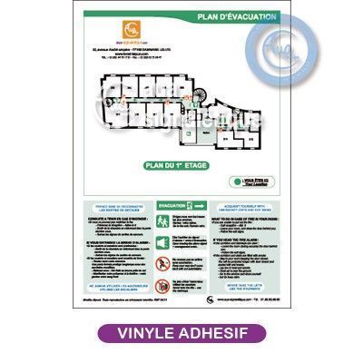 [1902] Plan d'évacuation + Consignes + Plastification Adhésive Format A4 Vertical