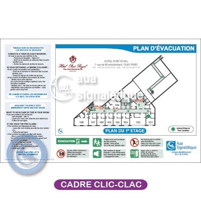 [1904] Plan d'évacuation + Consignes + Cadre Clic-Clac Format A4 Horizontal