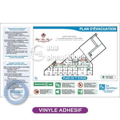 [1905] Plan d'évacuation + Consignes + Plastification Adhésive Format A4 sans cadre